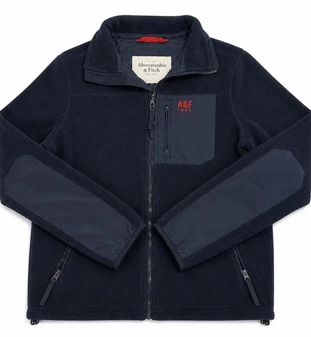 Y2K Abercrombie & Fitch A&F 1892 Full Zip Fleece Jacket Men’s M Navy Zip
